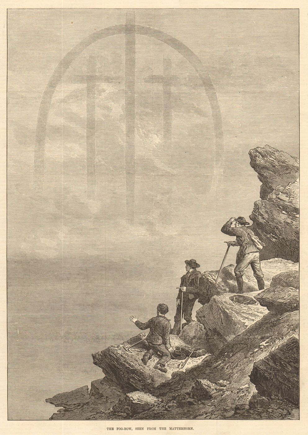 The fog-bow, seen from the Matterhorn. Switzerland 1871 old antique print